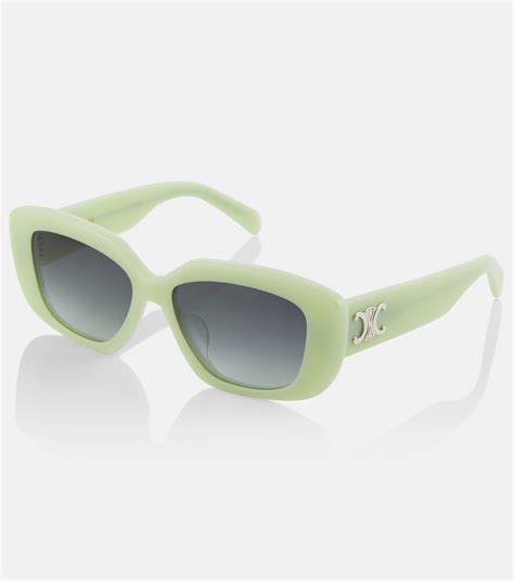 celine sunglasses triomphe 04|Triomphe 04 rectangular sunglasses in green .